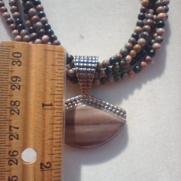 Jay King DTR 5 strand Jasper necklace and Jasper pendant 925 sterling silver, - Picture 9 of 12